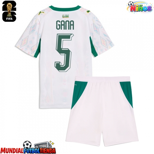 Camiseta Senegal Idrissa Gueye #5 Primera Equipación Replica Mundial 2026 para niños mangas cortas (+ Pantalones cortos)